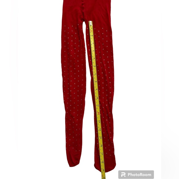 Girls red nylon tights with silver star print size 6 - Picture 5 of 6